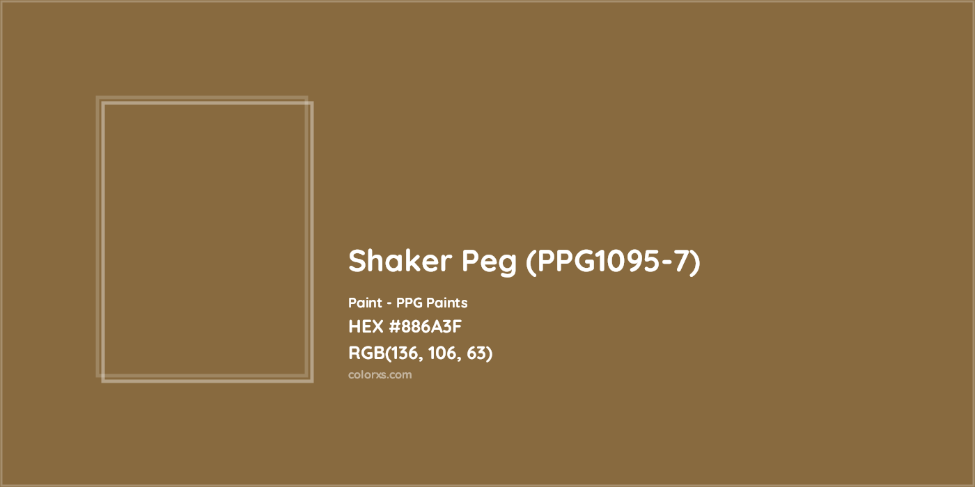 HEX #886A3F Shaker Peg (PPG1095-7) Paint PPG Paints - Color Code