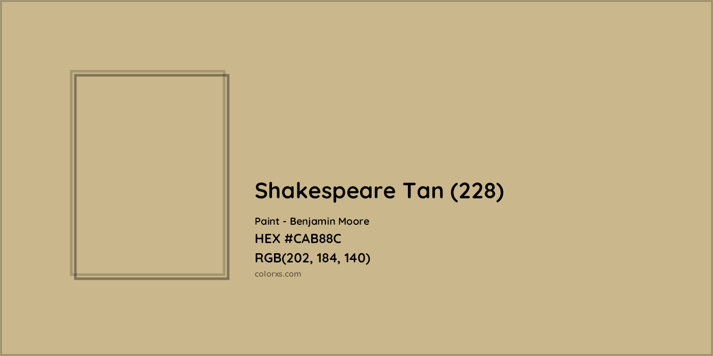 HEX #CAB88C Shakespeare Tan (228) Paint Benjamin Moore - Color Code