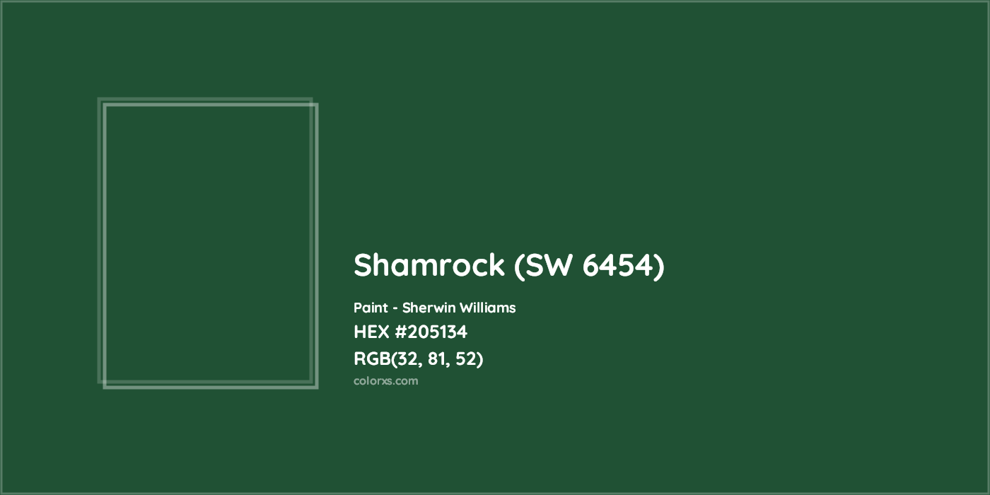 HEX #205134 Shamrock (SW 6454) Paint Sherwin Williams - Color Code