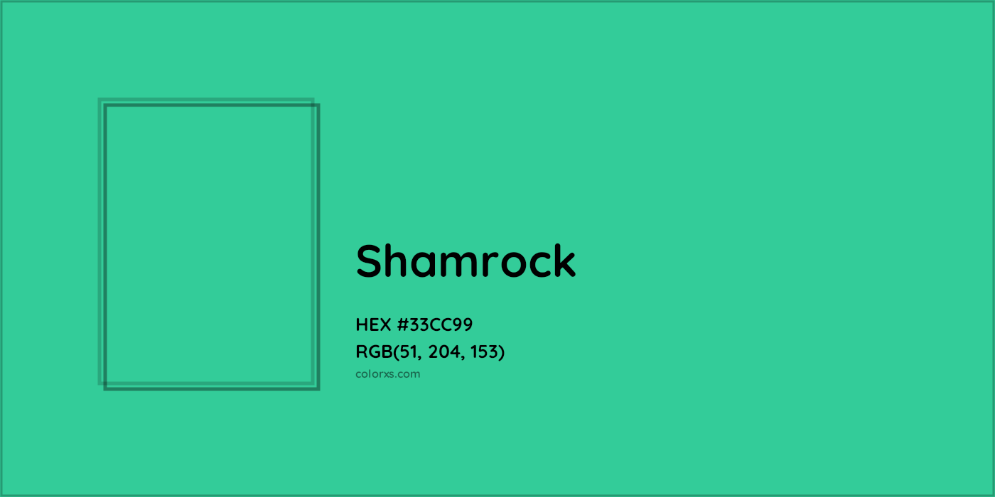 HEX #33CC99 Shamrock Color Crayola Crayons - Color Code