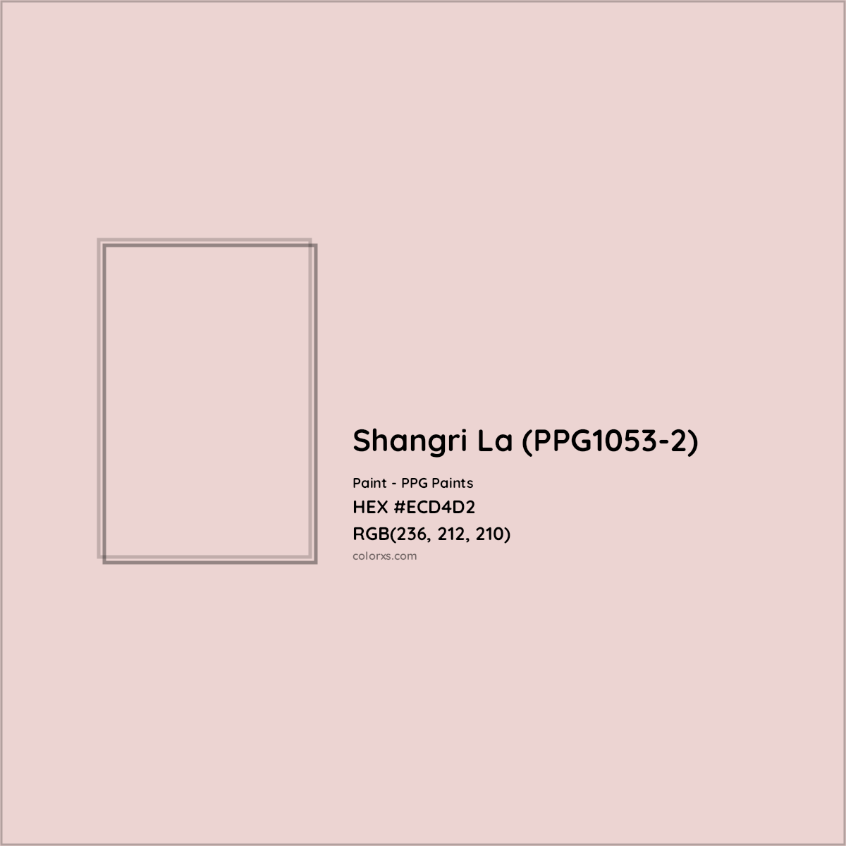 HEX #ECD4D2 Shangri La (PPG1053-2) Paint PPG Paints - Color Code