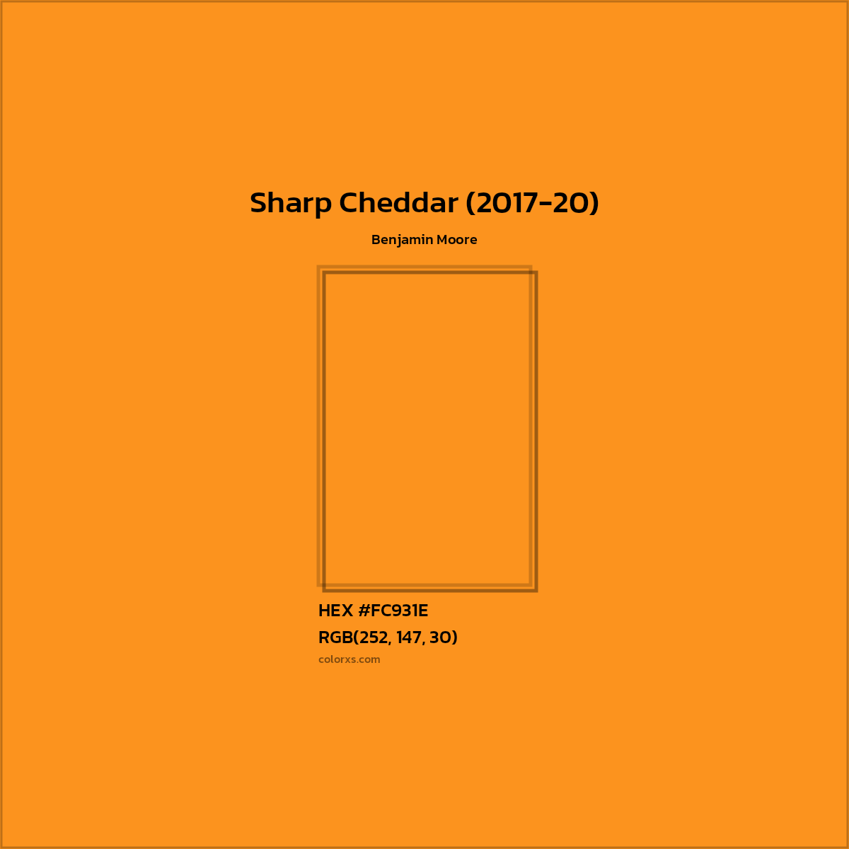 HEX #FC931E Sharp Cheddar (2017-20) Paint Benjamin Moore - Color Code