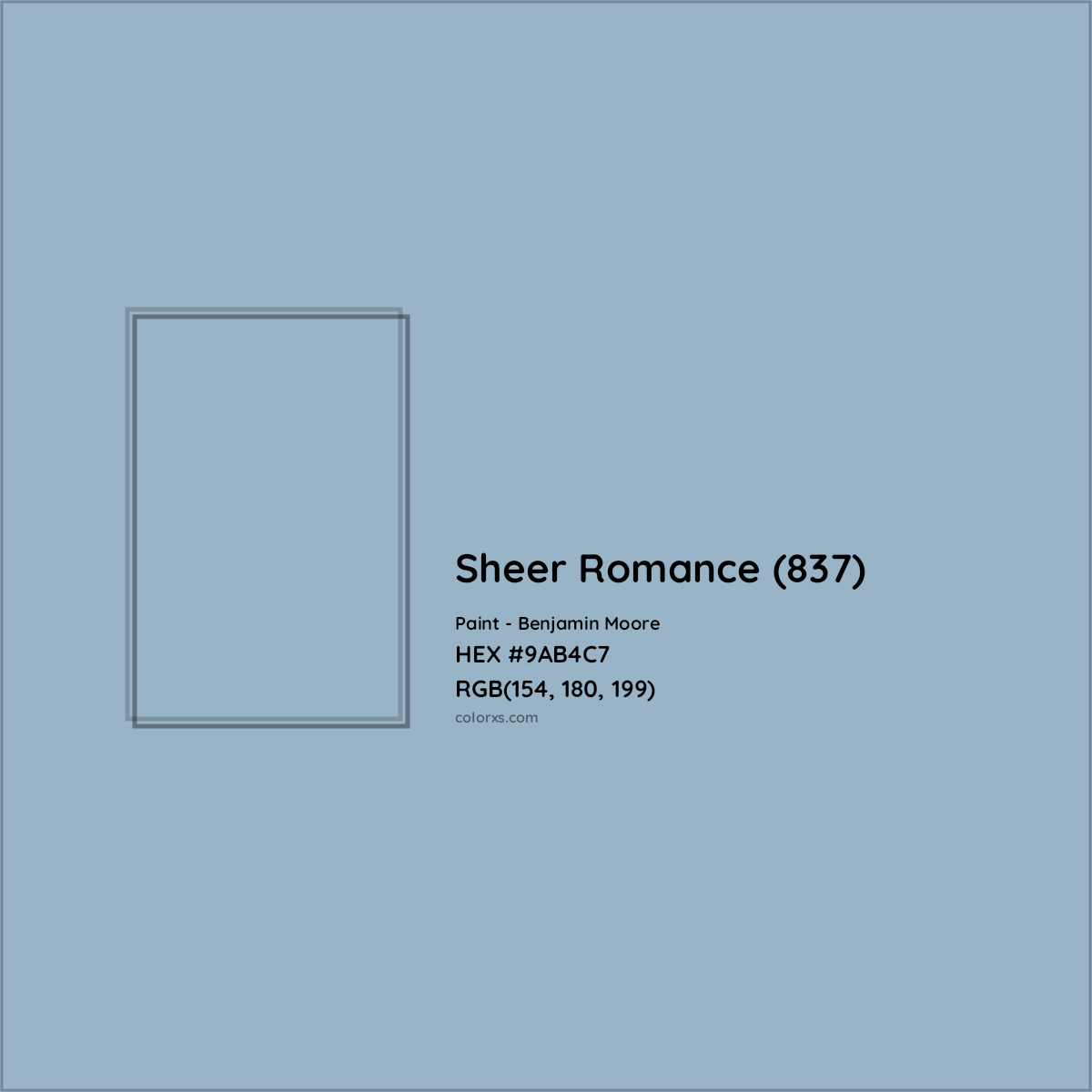 HEX #9AB4C7 Sheer Romance (837) Paint Benjamin Moore - Color Code