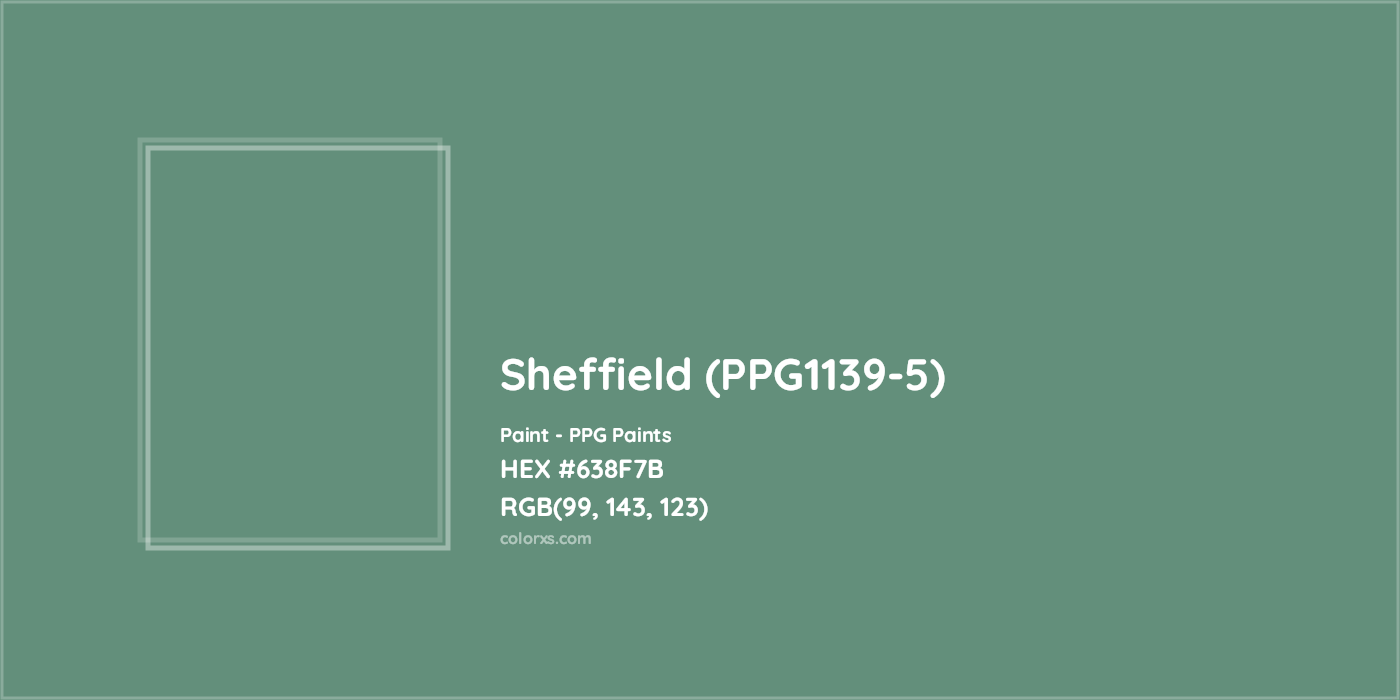 HEX #638F7B Sheffield (PPG1139-5) Paint PPG Paints - Color Code