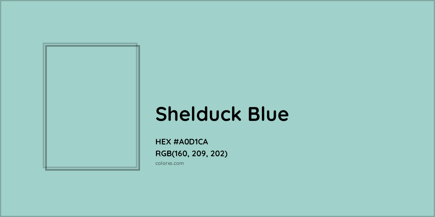 HEX #A0D1CA Shelduck Blue Color - Color Code