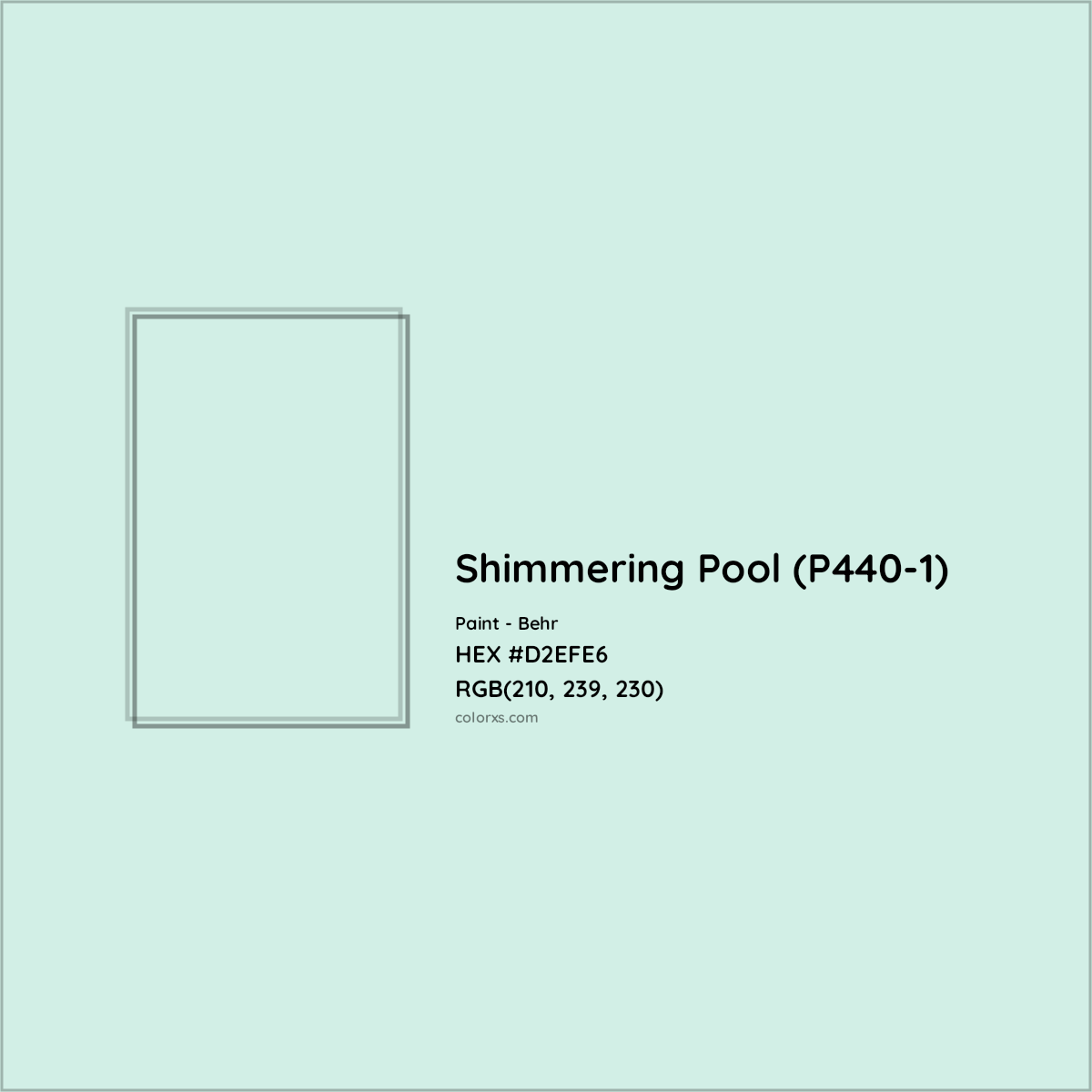 HEX #D2EFE6 Shimmering Pool (P440-1) Paint Behr - Color Code
