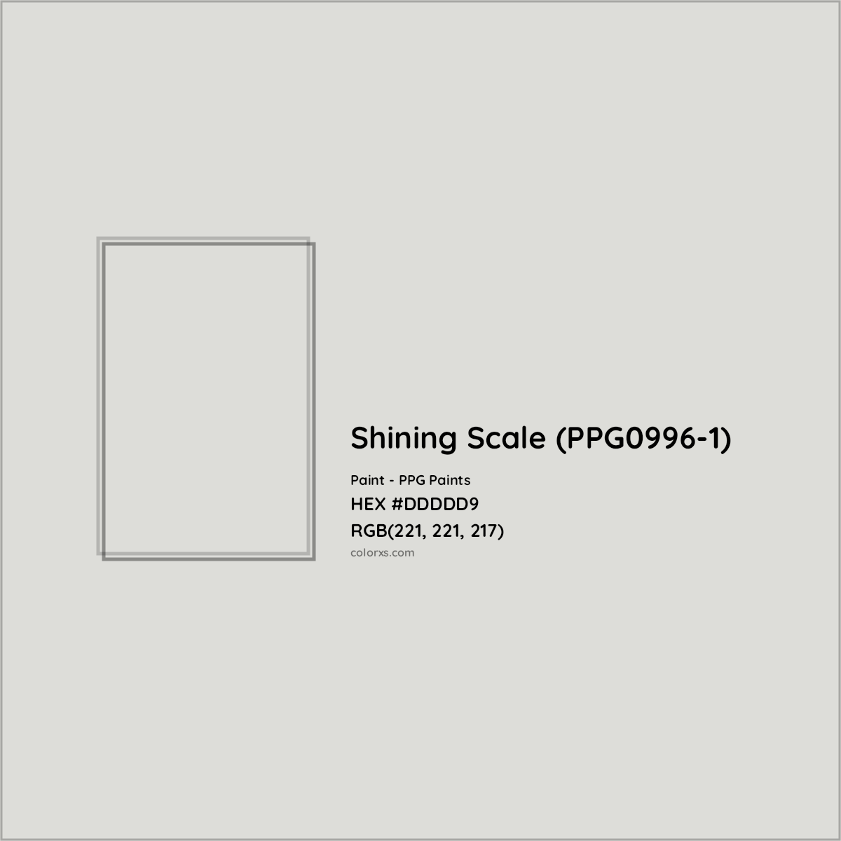 HEX #DDDDD9 Shining Scale (PPG0996-1) Paint PPG Paints - Color Code