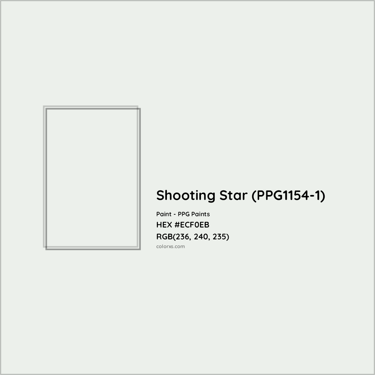 HEX #ECF0EB Shooting Star (PPG1154-1) Paint PPG Paints - Color Code
