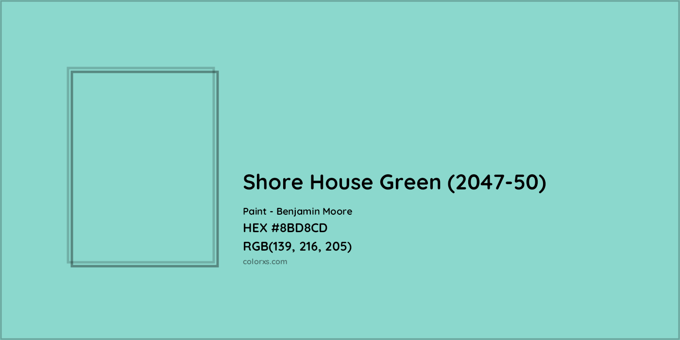 HEX #8BD8CD Shore House Green (2047-50) Paint Benjamin Moore - Color Code