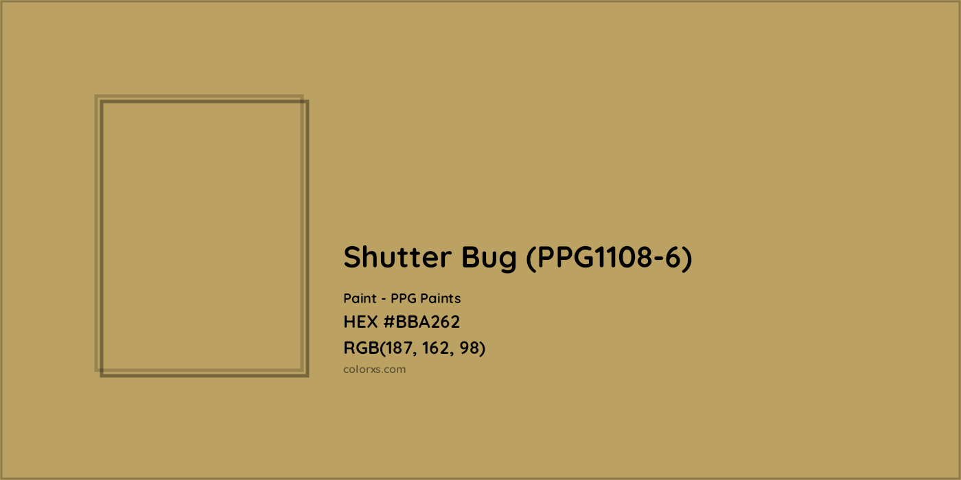 HEX #BBA262 Shutter Bug (PPG1108-6) Paint PPG Paints - Color Code