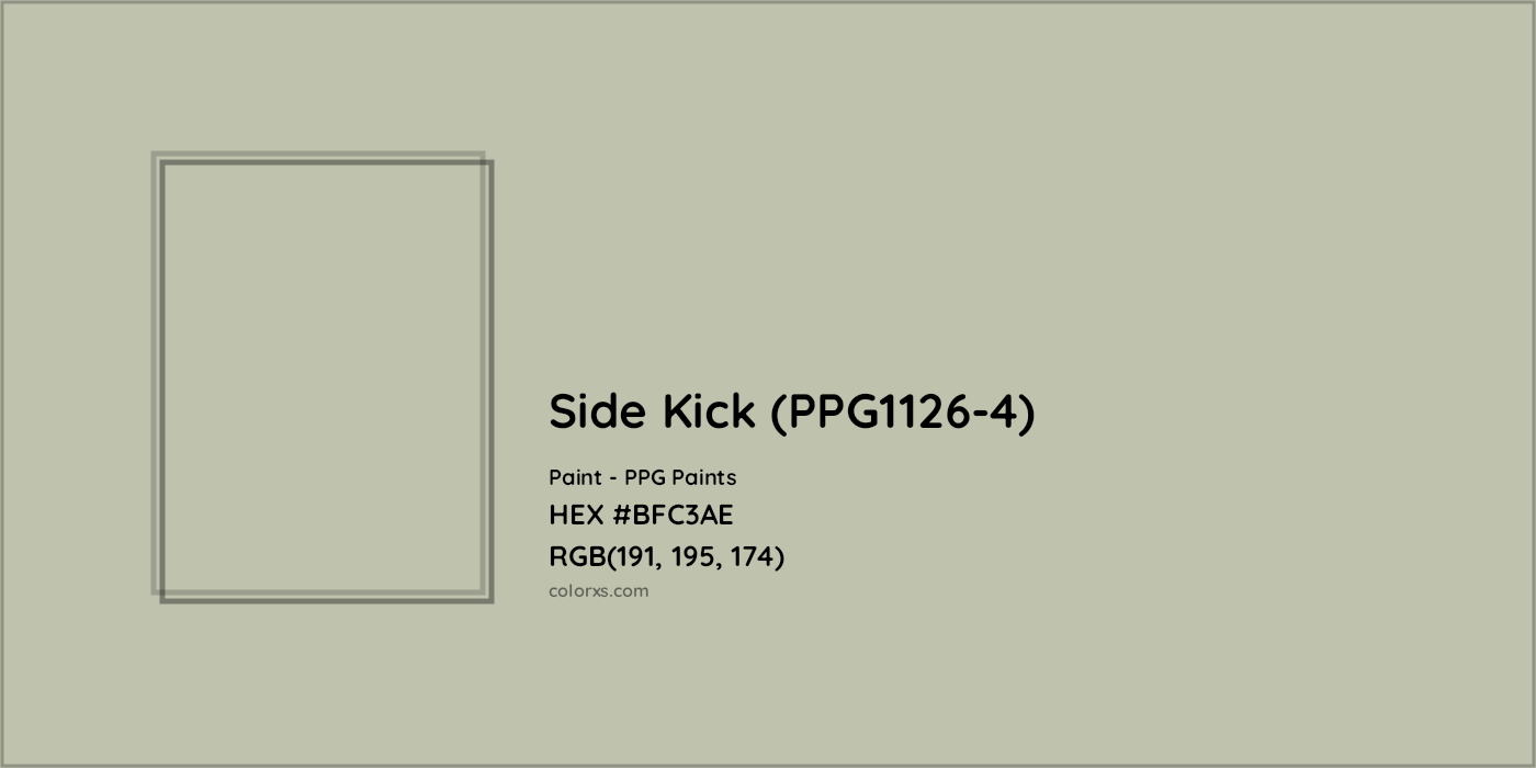 HEX #BFC3AE Side Kick (PPG1126-4) Paint PPG Paints - Color Code