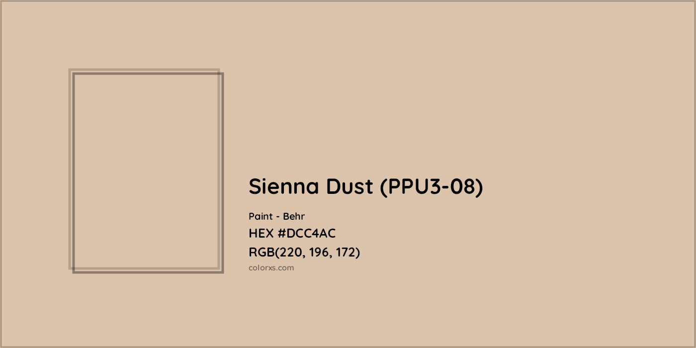 HEX #DCC4AC Sienna Dust (PPU3-08) Paint Behr - Color Code