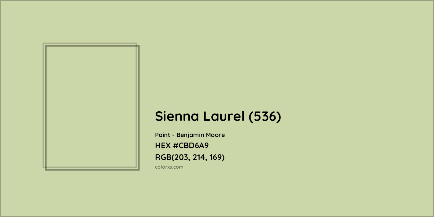 HEX #CBD6A9 Sienna Laurel (536) Paint Benjamin Moore - Color Code