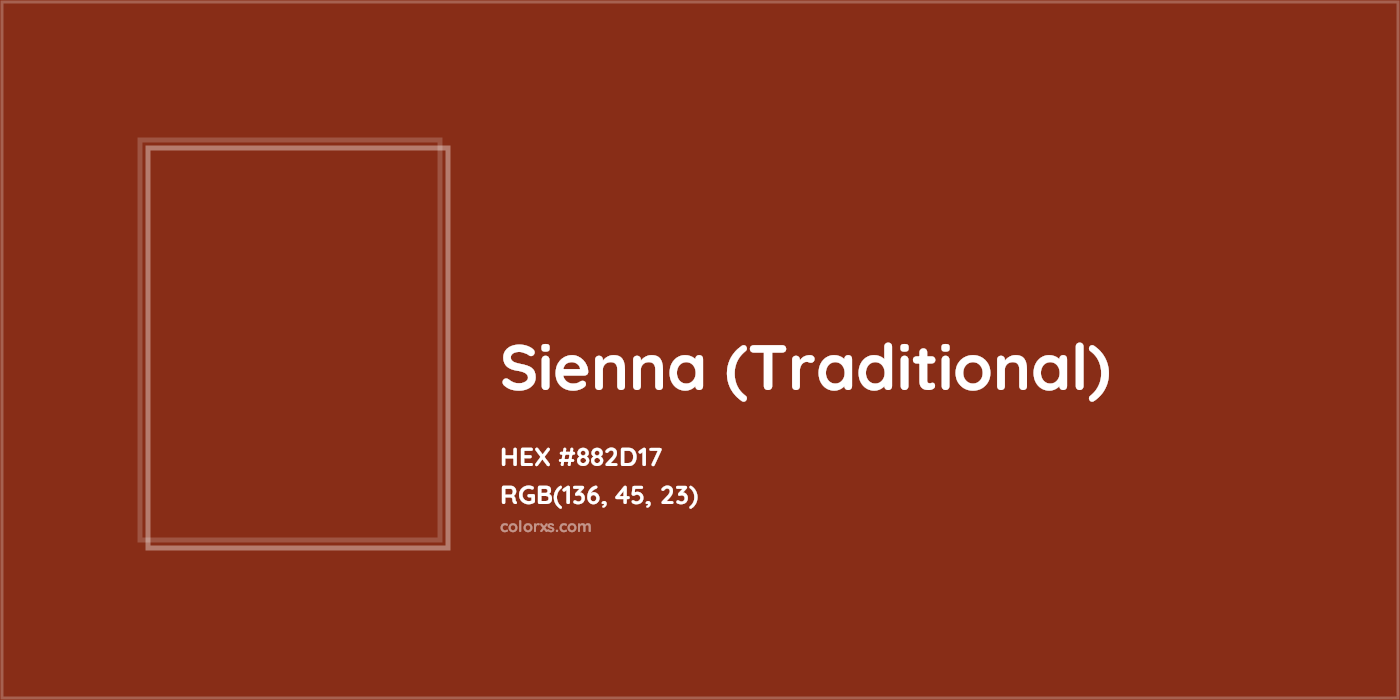 HEX #882D17 Sienna (Traditional) Color - Color Code