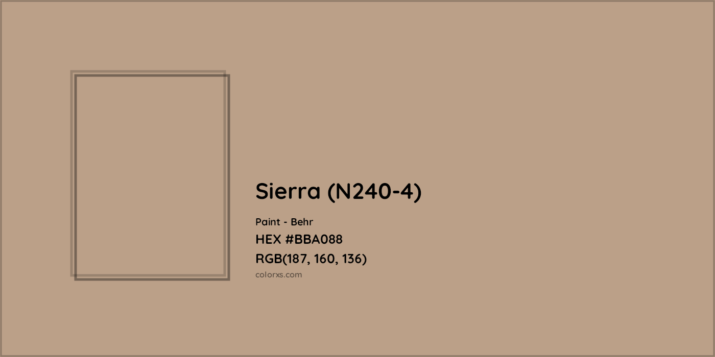 HEX #BBA088 Sierra (N240-4) Paint Behr - Color Code