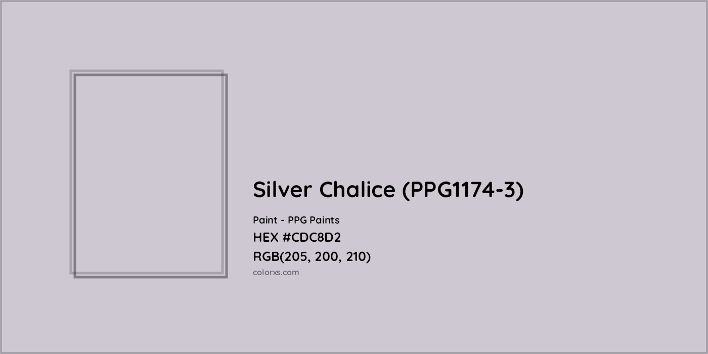 HEX #CDC8D2 Silver Chalice (PPG1174-3) Paint PPG Paints - Color Code