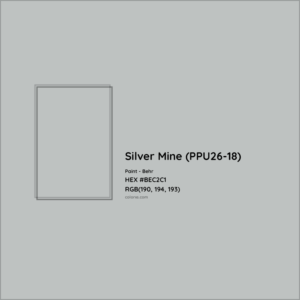 HEX #BEC2C1 Silver Mine (PPU26-18) Paint Behr - Color Code