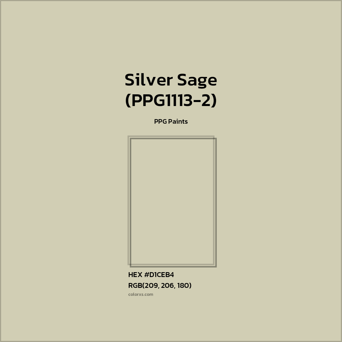 HEX #D1CEB4 Silver Sage (PPG1113-2) Paint PPG Paints - Color Code