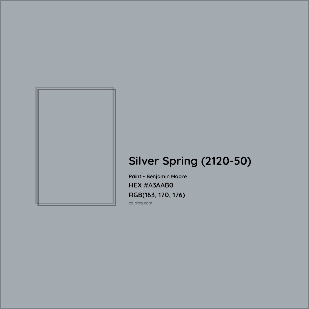 HEX #A3AAB0 Silver Spring (2120-50) Paint Benjamin Moore - Color Code