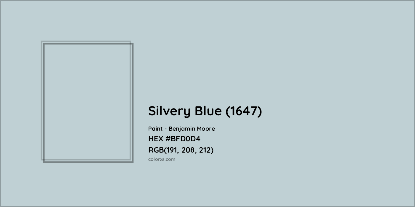 HEX #BFD0D4 Silvery Blue (1647) Paint Benjamin Moore - Color Code