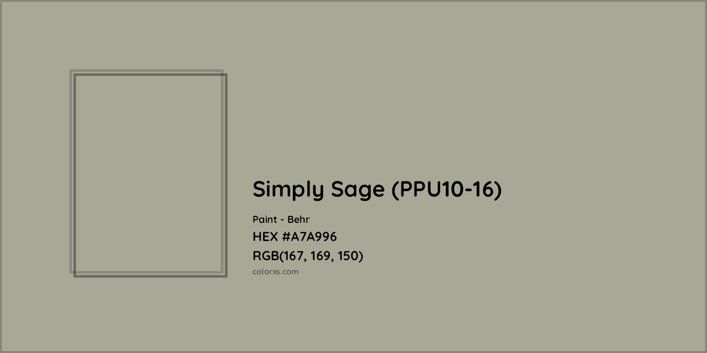 HEX #A7A996 Simply Sage (PPU10-16) Paint Behr - Color Code