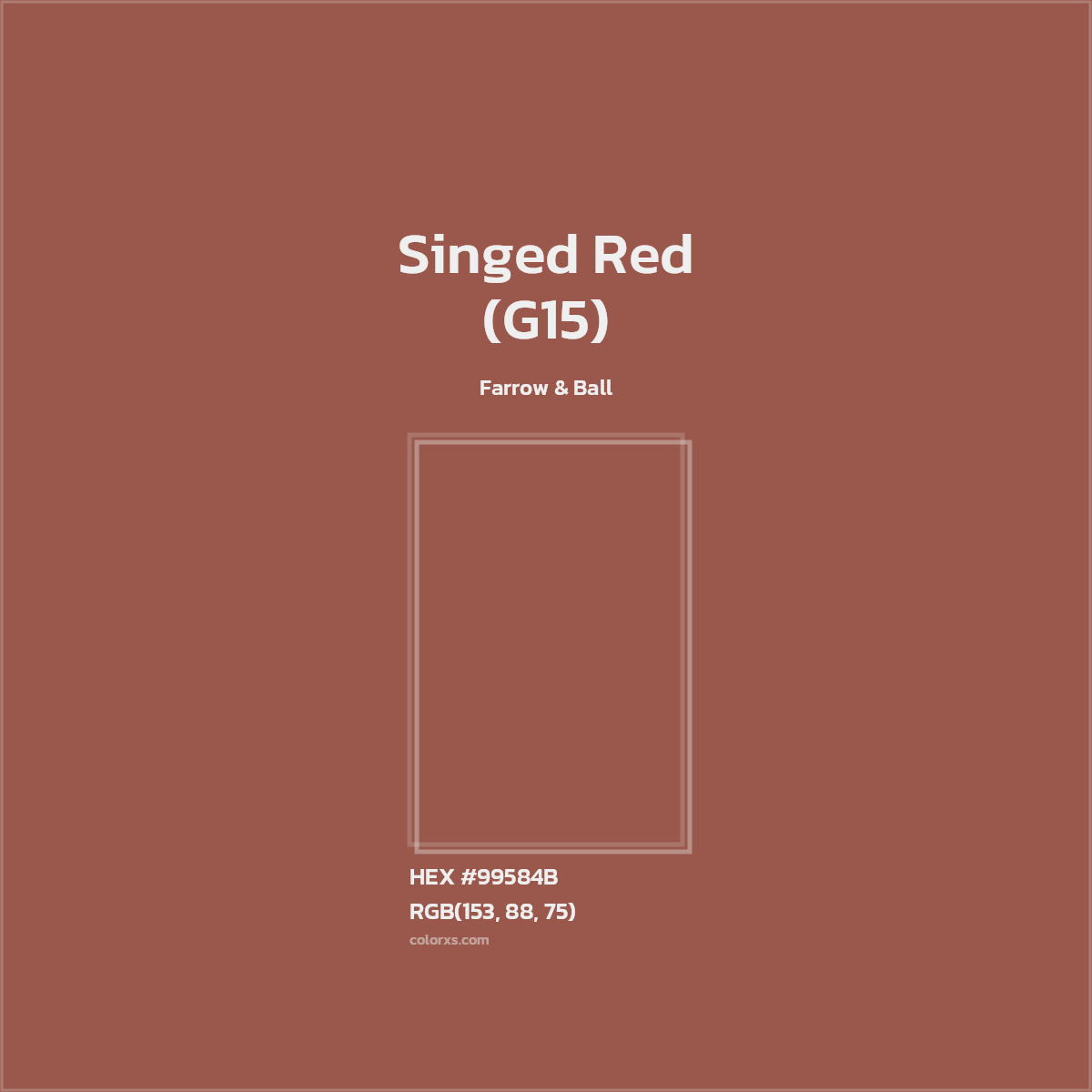 HEX #99584B Singed Red (G15) Paint Farrow & Ball - Color Code