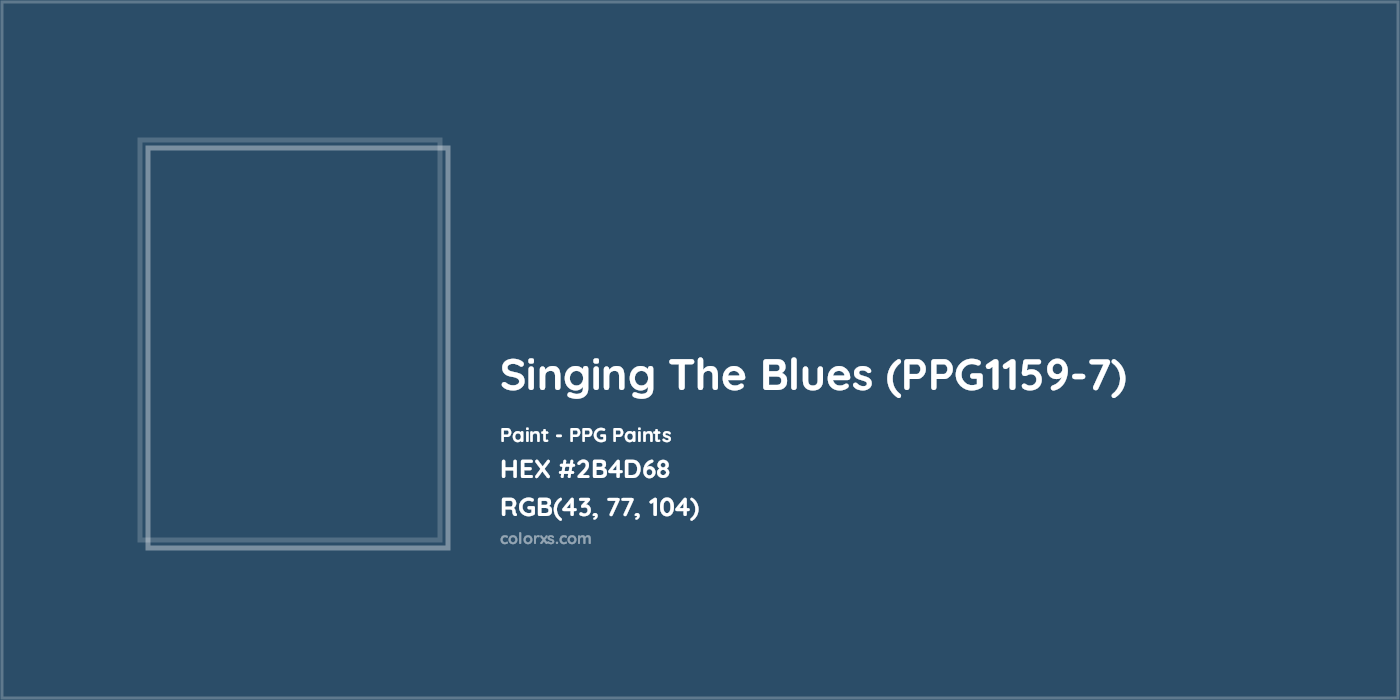 HEX #2B4D68 Singing The Blues (PPG1159-7) Paint PPG Paints - Color Code