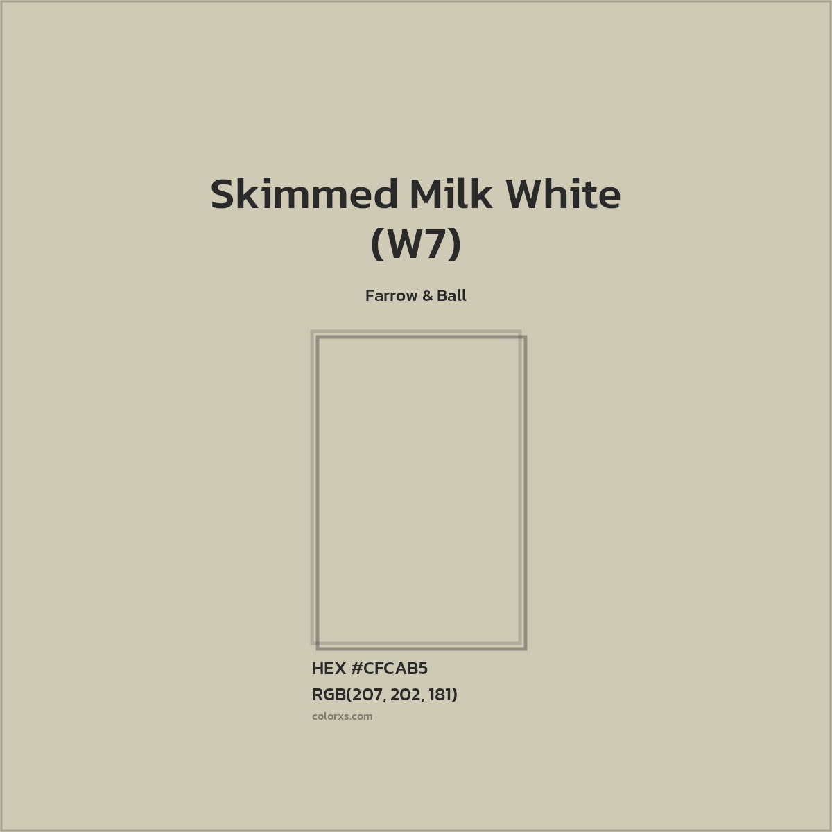 HEX #CFCAB5 Skimmed Milk White (W7) Paint Farrow & Ball - Color Code