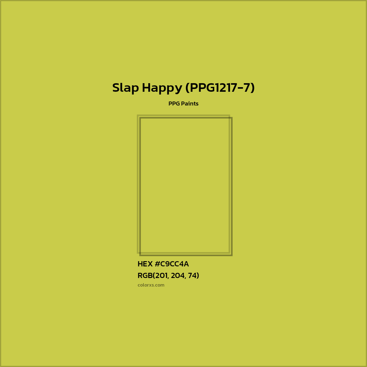 HEX #C9CC4A Slap Happy (PPG1217-7) Paint PPG Paints - Color Code