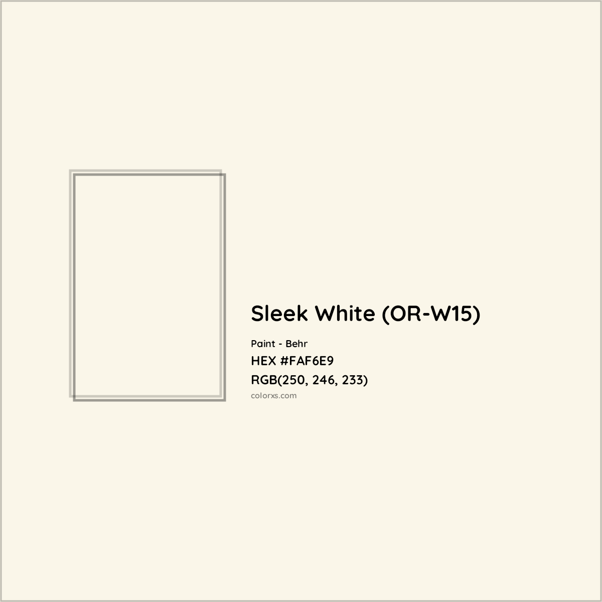 HEX #FAF6E9 Sleek White (OR-W15) Paint Behr - Color Code