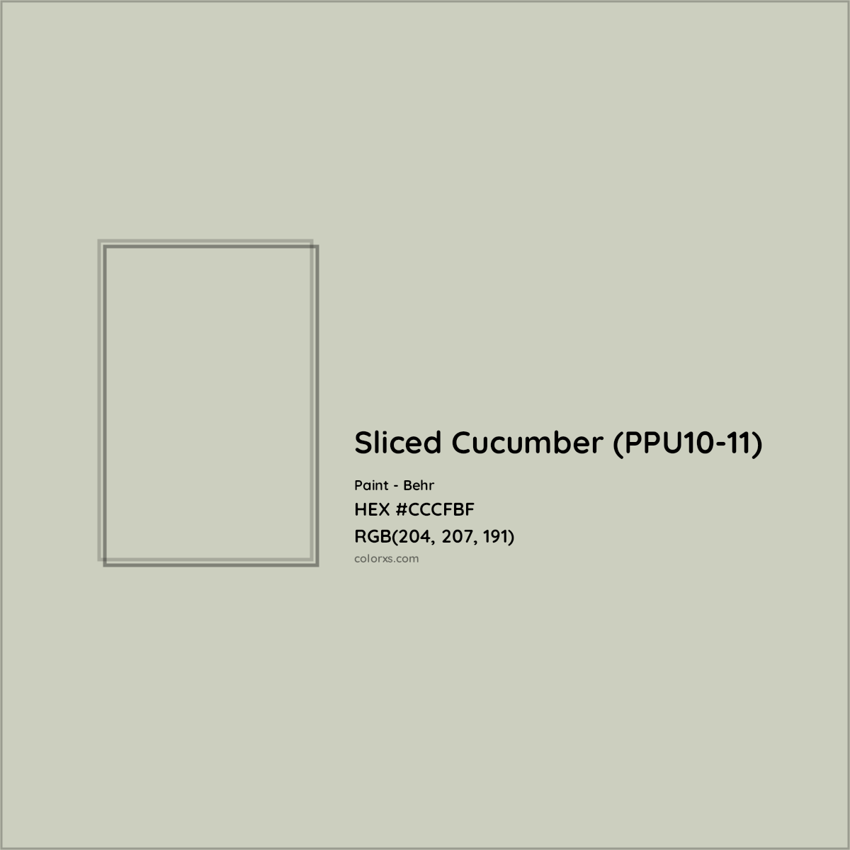 HEX #CCCFBF Sliced Cucumber (PPU10-11) Paint Behr - Color Code