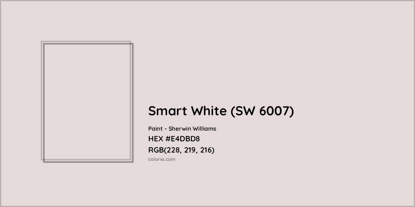HEX #E4DBD8 Smart White (SW 6007) Paint Sherwin Williams - Color Code