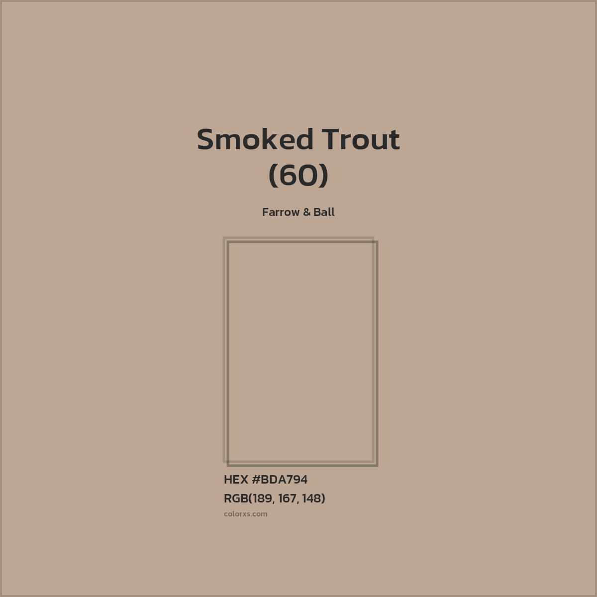 HEX #BDA794 Smoked Trout (60) Paint Farrow & Ball - Color Code