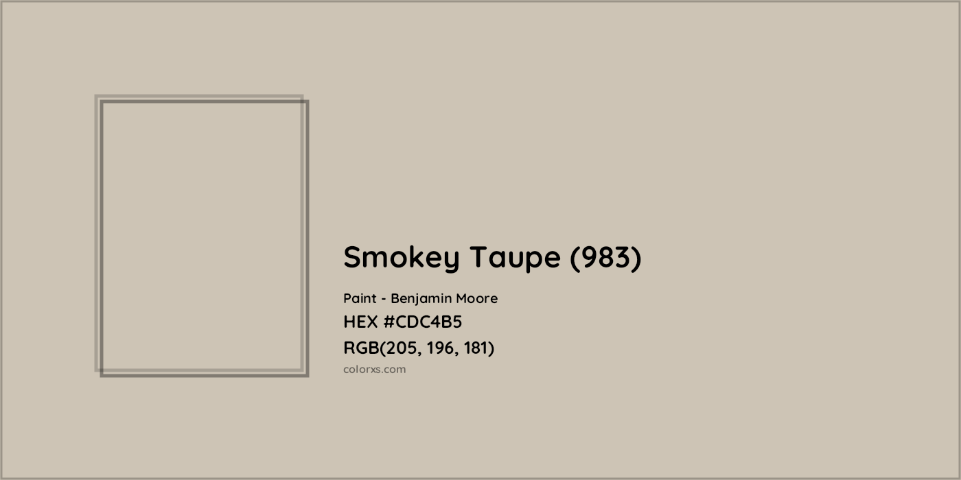 HEX #CDC4B5 Smokey Taupe (983) Paint Benjamin Moore - Color Code