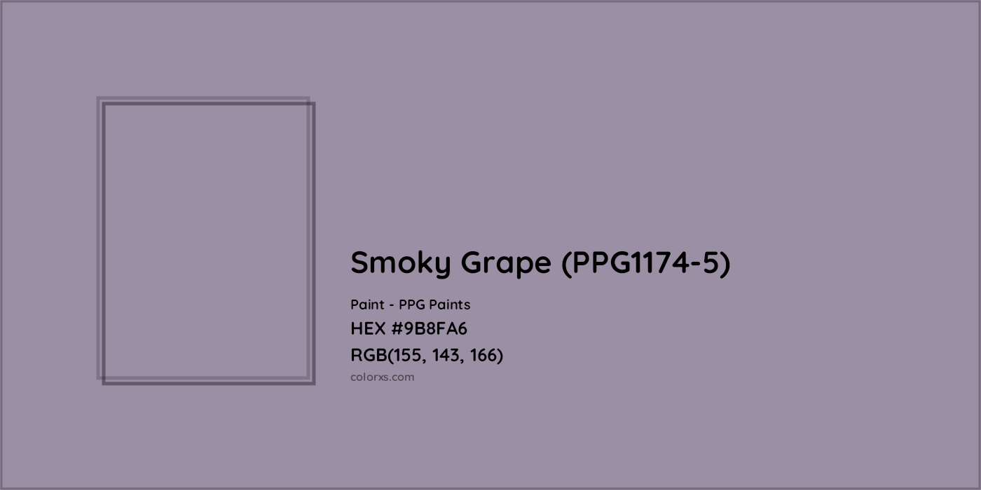 HEX #9B8FA6 Smoky Grape (PPG1174-5) Paint PPG Paints - Color Code