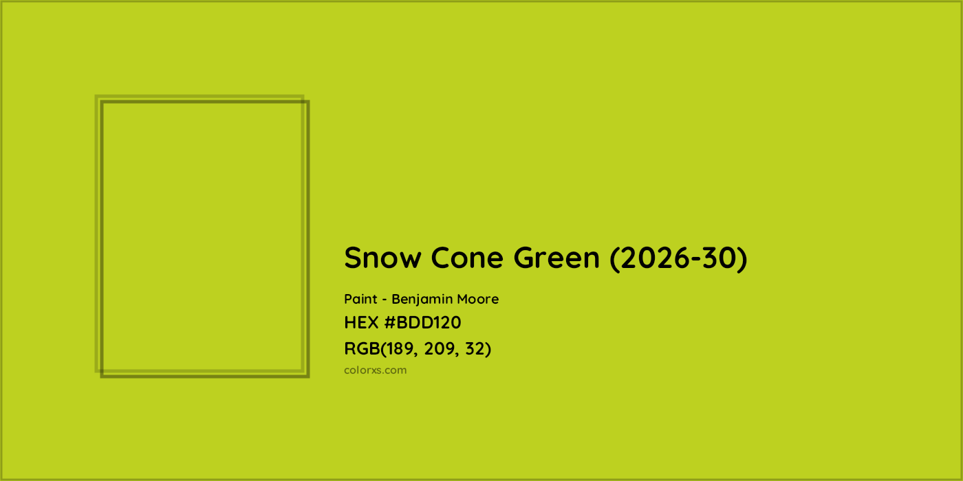 HEX #BDD120 Snow Cone Green (2026-30) Paint Benjamin Moore - Color Code
