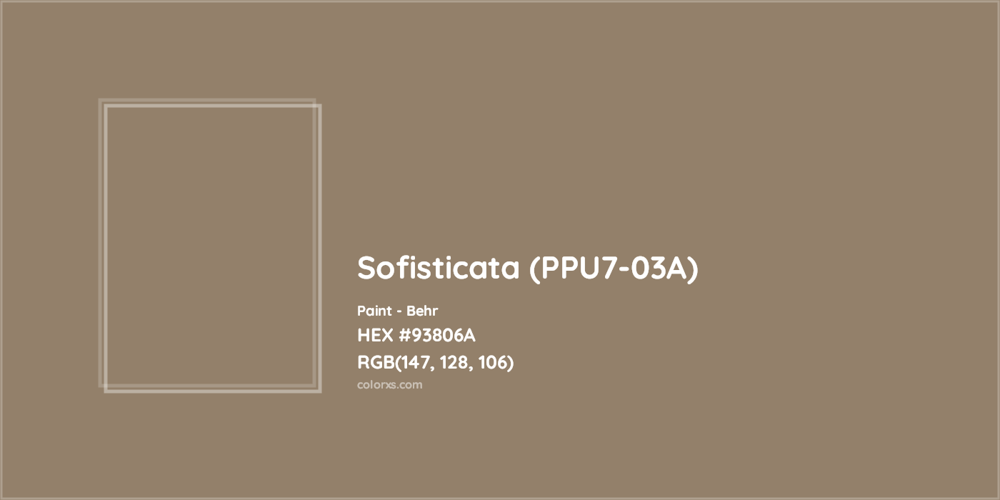 HEX #93806A Sofisticata (PPU7-03A) Paint Behr - Color Code