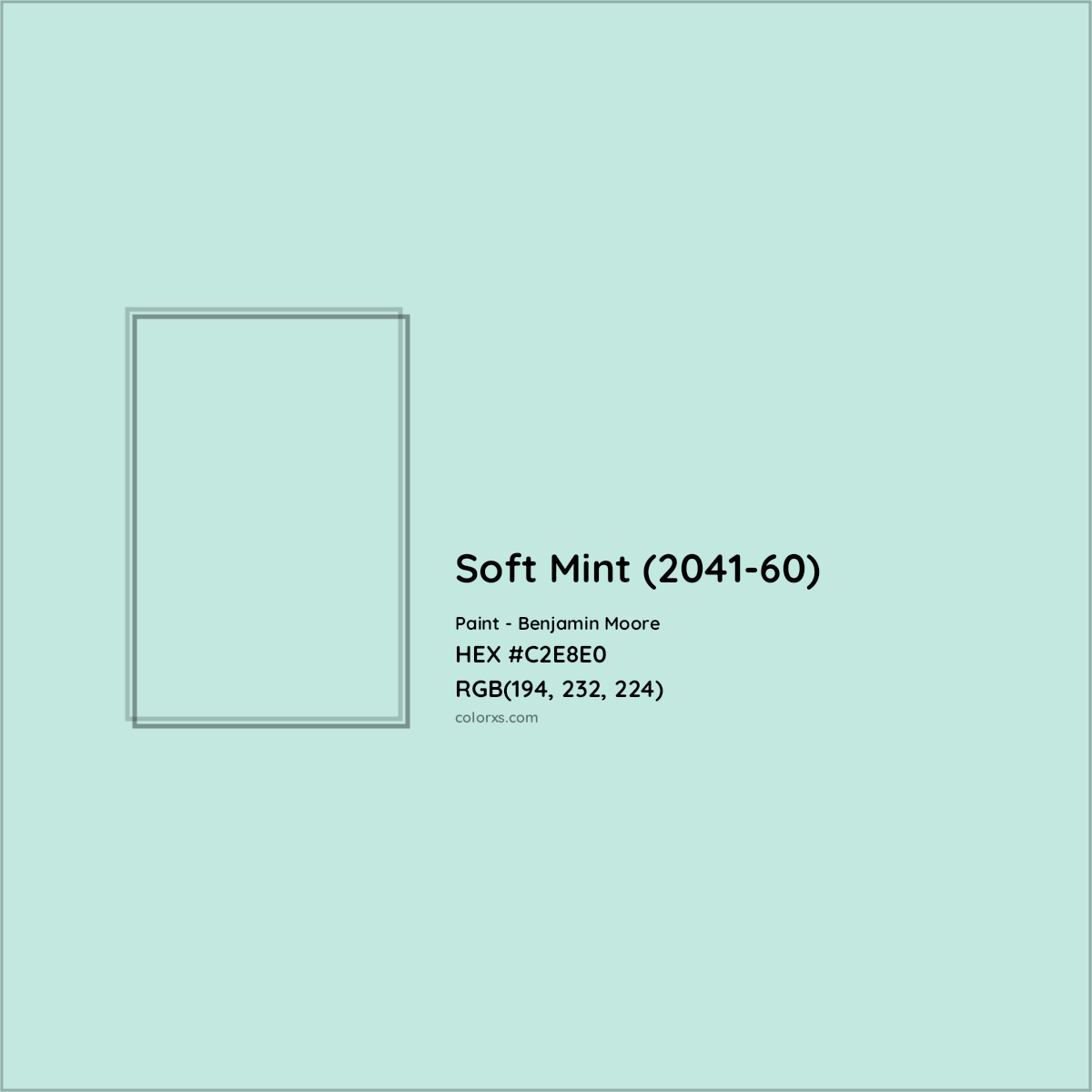 HEX #C2E8E0 Soft Mint (2041-60) Paint Benjamin Moore - Color Code