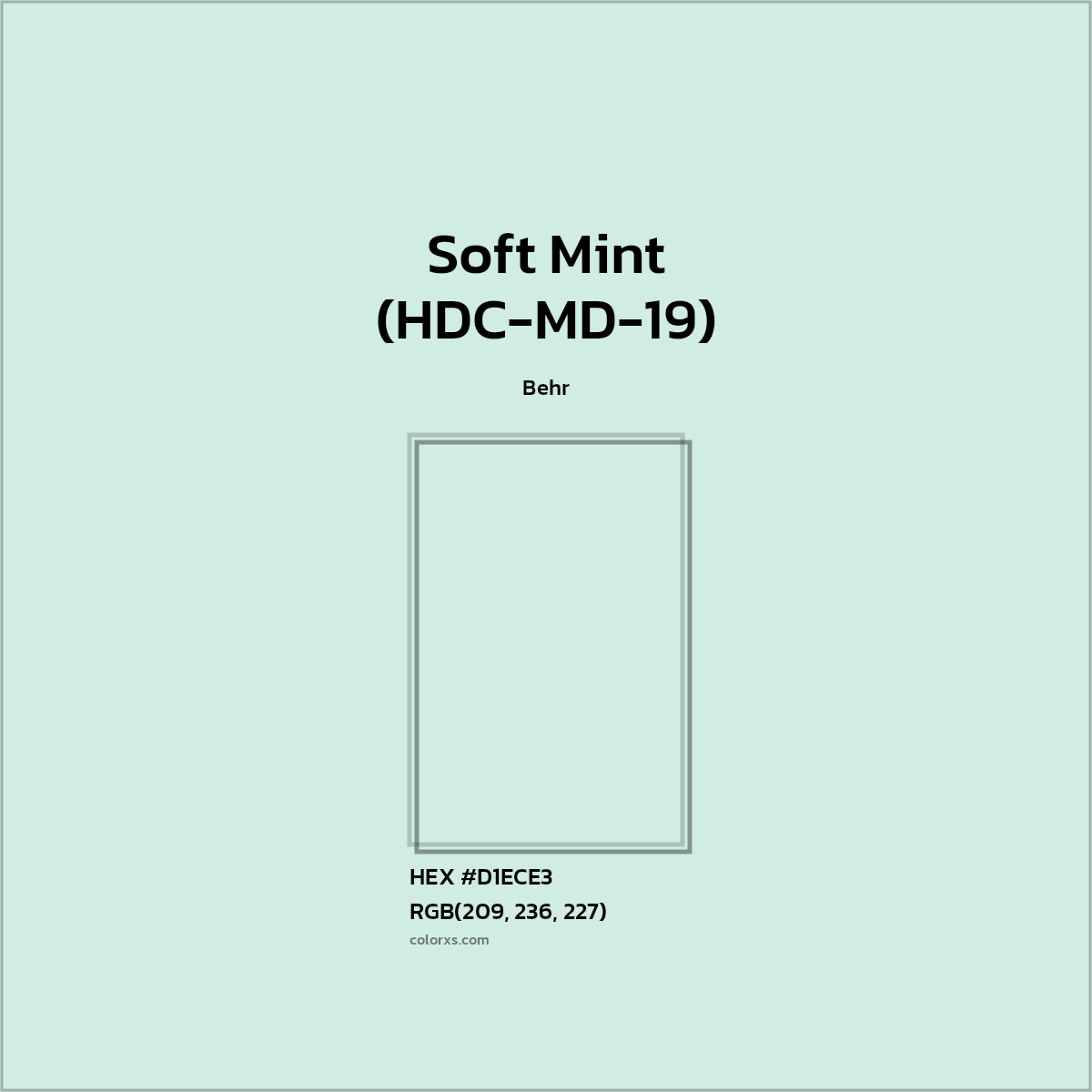 HEX #D1ECE3 Soft Mint (HDC-MD-19) Paint Behr - Color Code