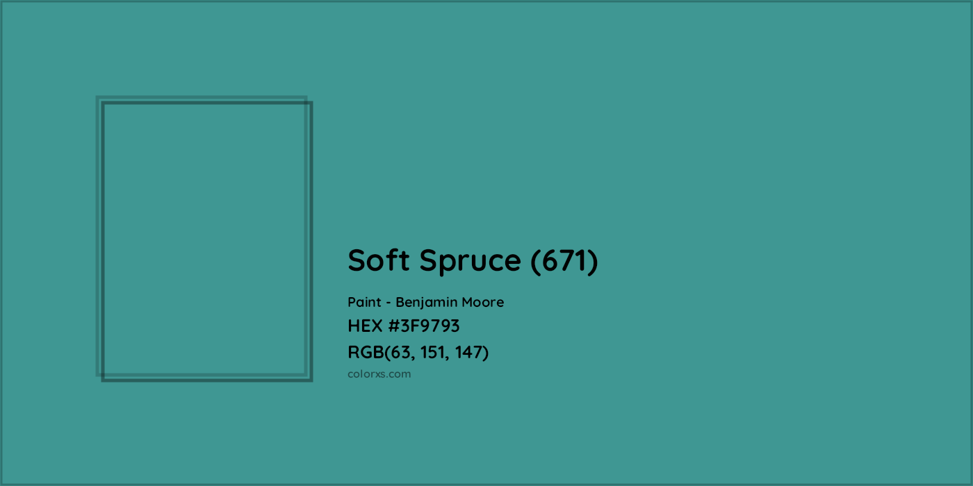 HEX #3F9793 Soft Spruce (671) Paint Benjamin Moore - Color Code