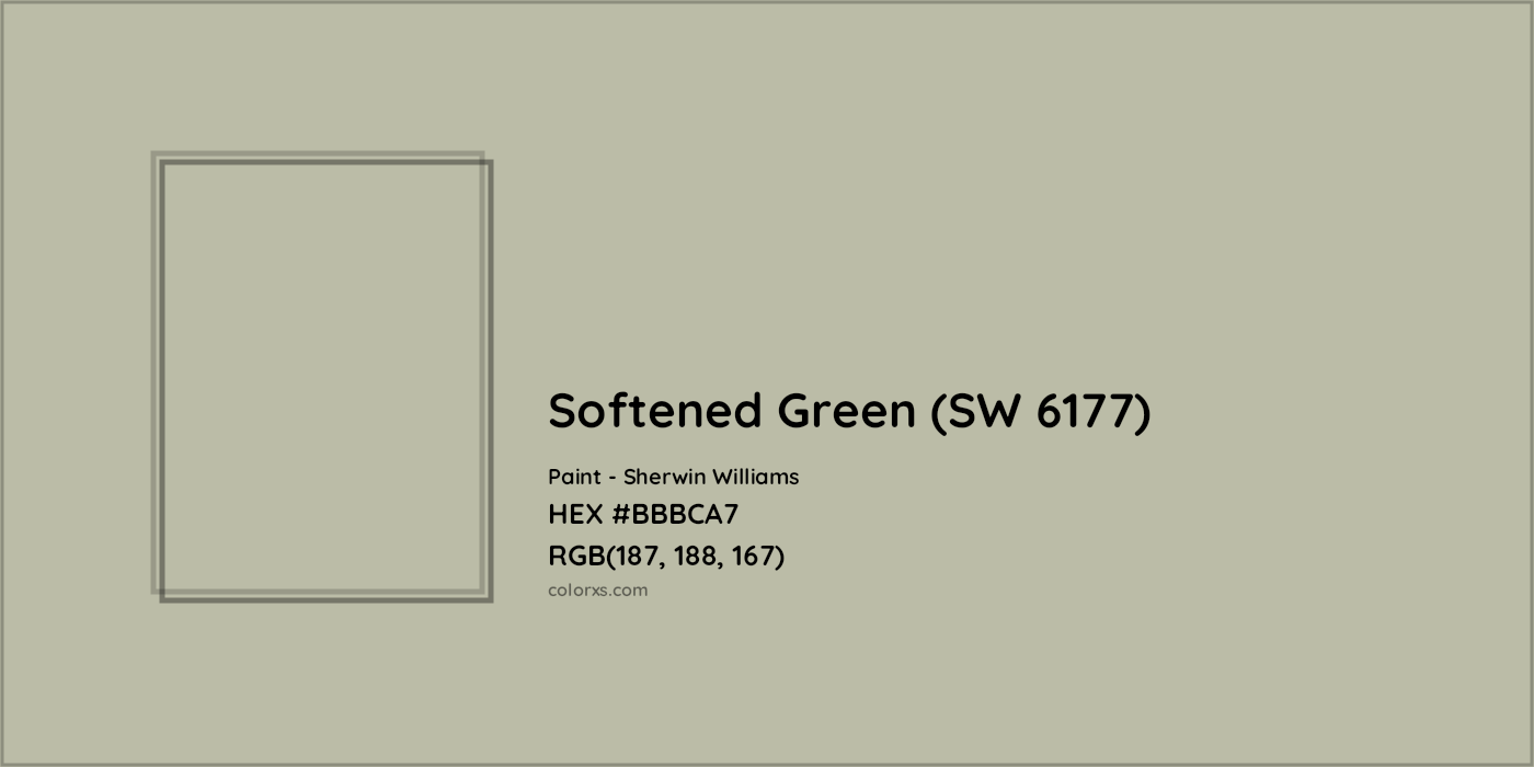 HEX #BBBCA7 Softened Green (SW 6177) Paint Sherwin Williams - Color Code