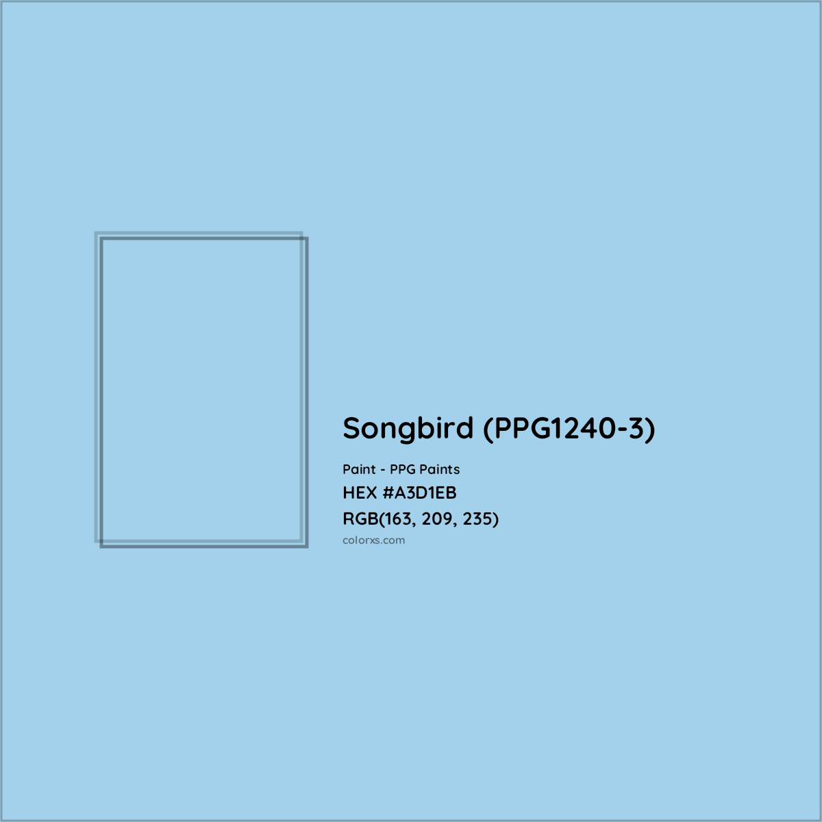 HEX #A3D1EB Songbird (PPG1240-3) Paint PPG Paints - Color Code