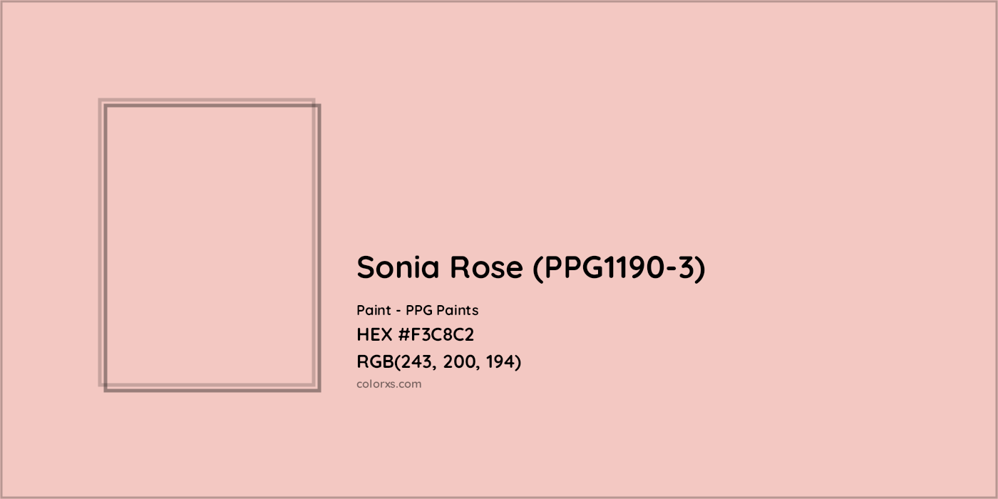 HEX #F3C8C2 Sonia Rose (PPG1190-3) Paint PPG Paints - Color Code