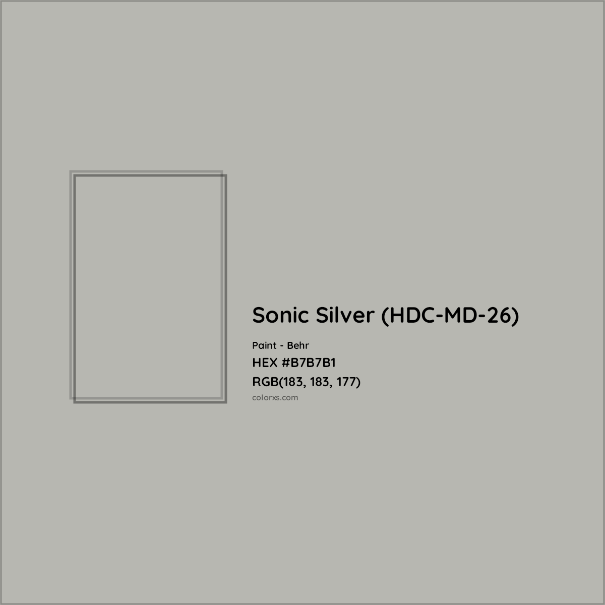 HEX #B7B7B1 Sonic Silver (HDC-MD-26) Paint Behr - Color Code