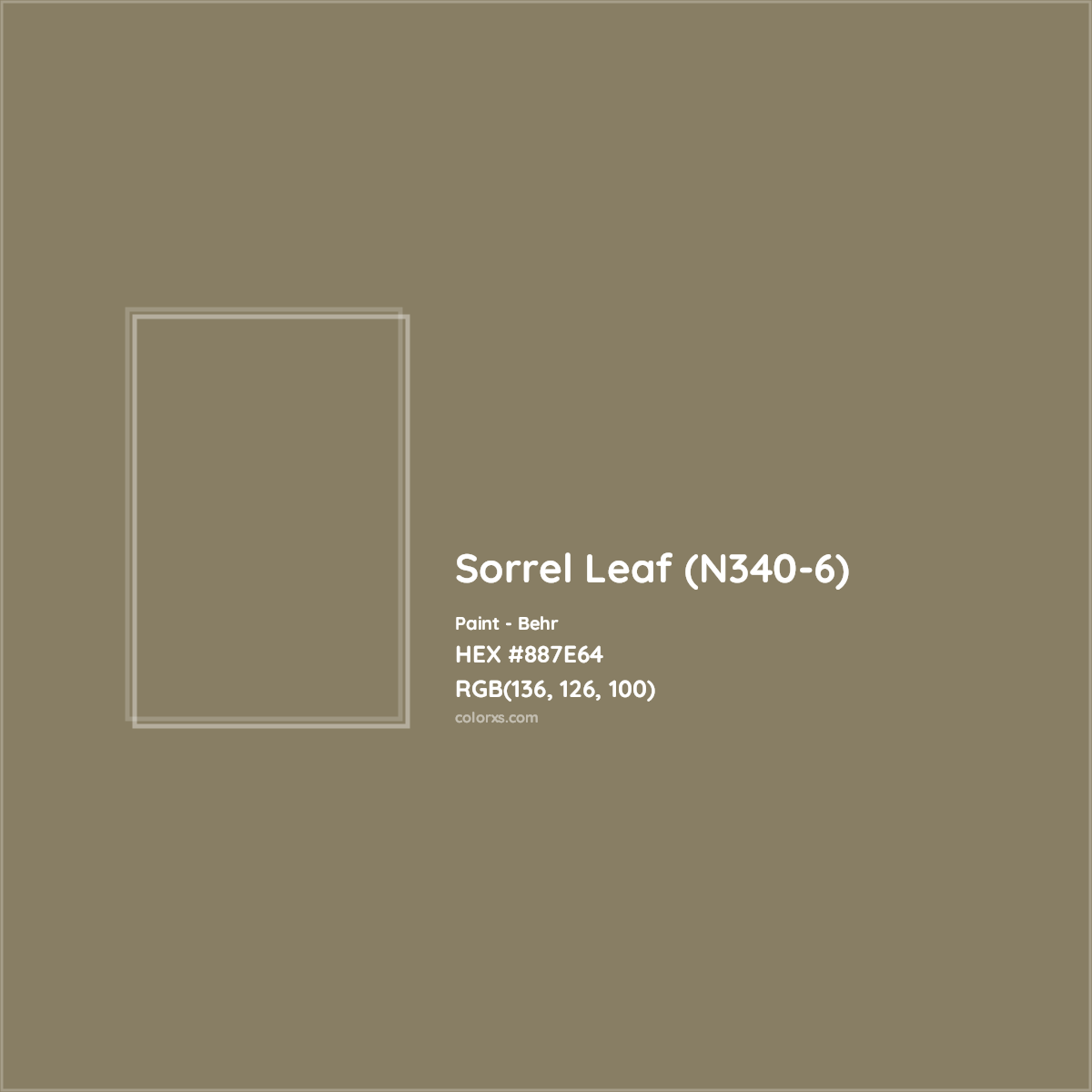 HEX #887E64 Sorrel Leaf (N340-6) Paint Behr - Color Code