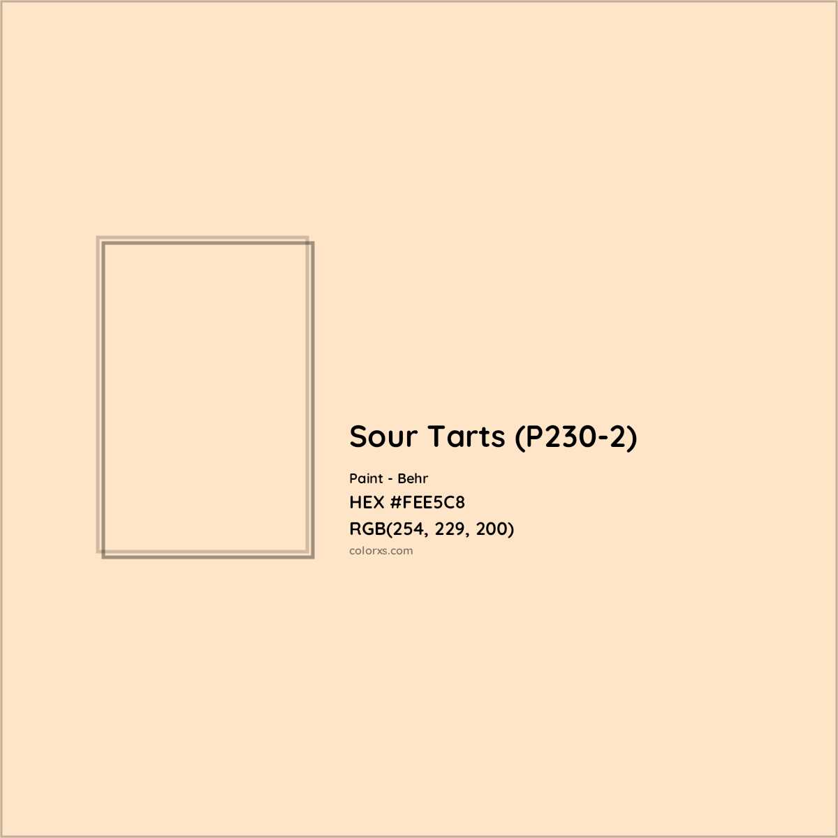 HEX #FEE5C8 Sour Tarts (P230-2) Paint Behr - Color Code