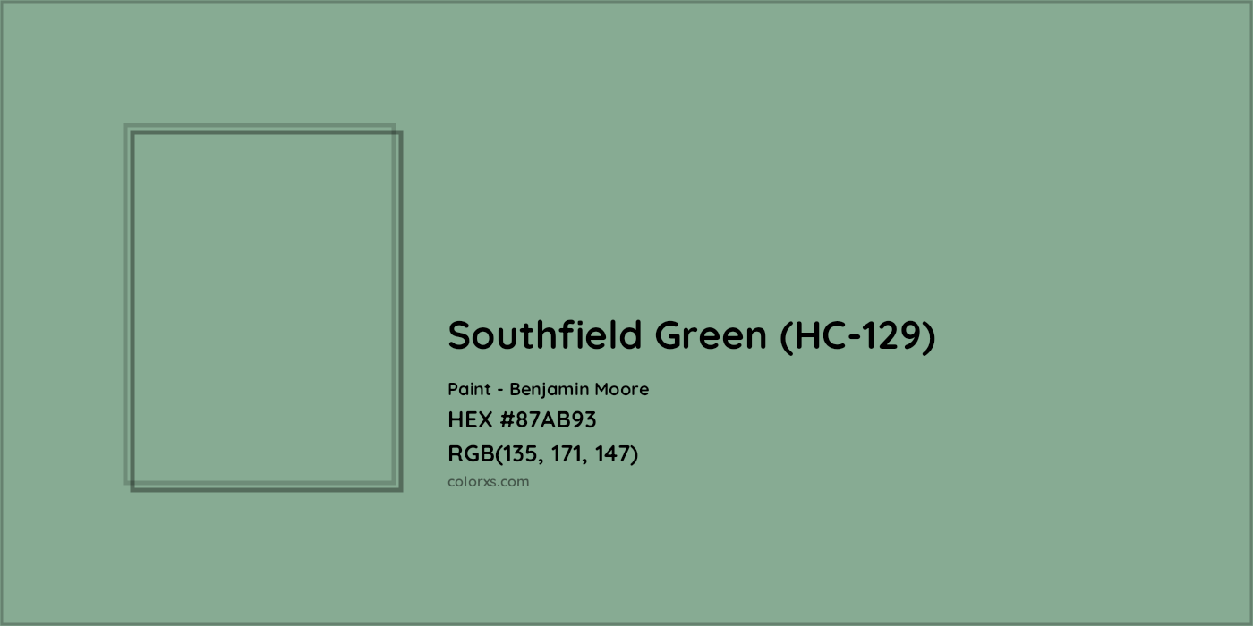 HEX #87AB93 Southfield Green (HC-129) Paint Benjamin Moore - Color Code