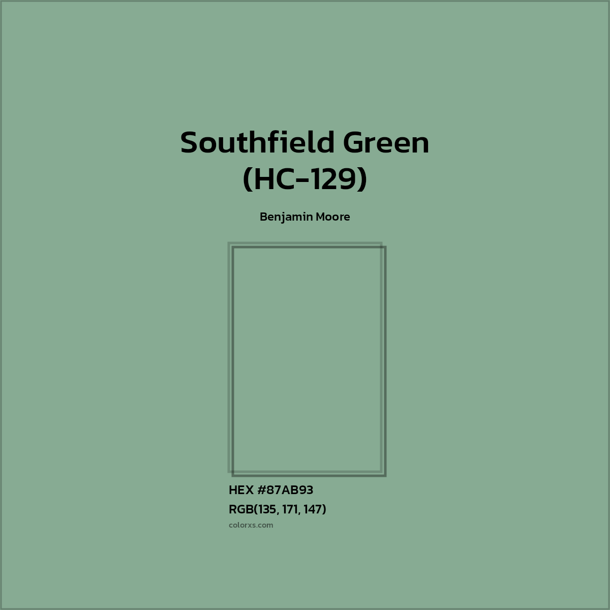 HEX #87AB93 Southfield Green (HC-129) Paint Benjamin Moore - Color Code
