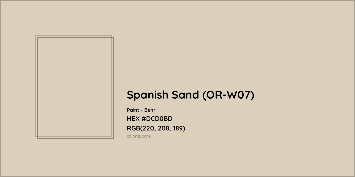 HEX #DCD0BD Spanish Sand (OR-W07) Paint Behr - Color Code
