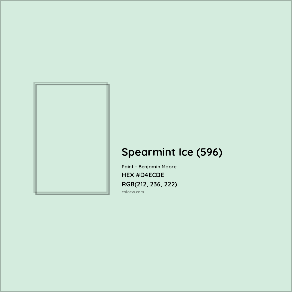 HEX #D4ECDE Spearmint Ice (596) Paint Benjamin Moore - Color Code